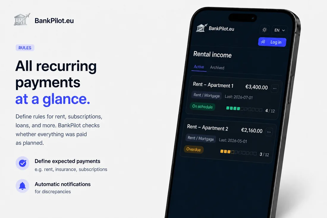 All recurring payments at a glance, for example your incoming rent.
